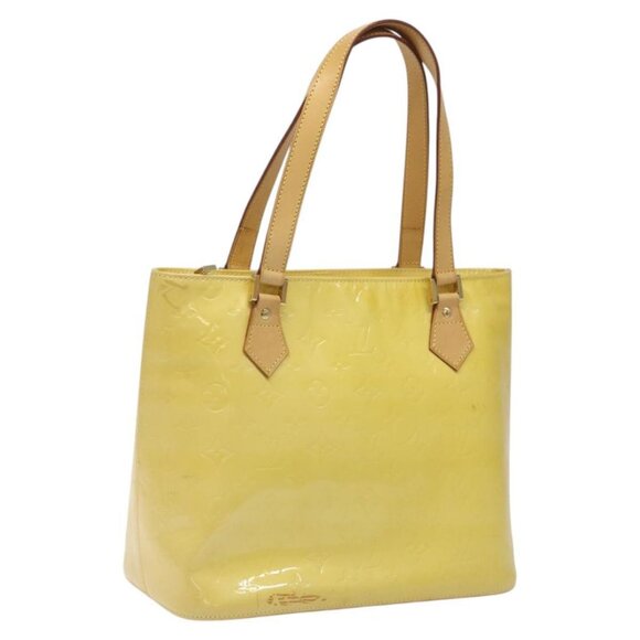 LOUIS VUITTON Monogram Vernis Houston Hand Bag Lime Yellow M91055 LV Auth hk2222 - Picture 1 of 16